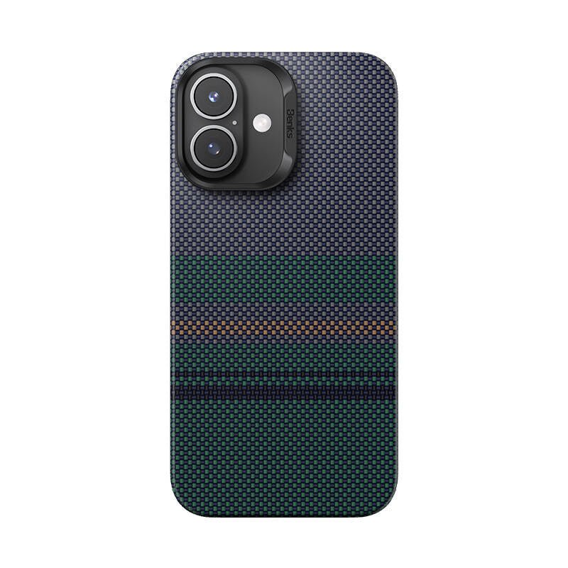 Apple iPhone 16 Plus Kılıf M-safe Şarj Özellikli Karbon Fiber Tasarımlı Benks Aurora ArmorAir Kevlar Kapak