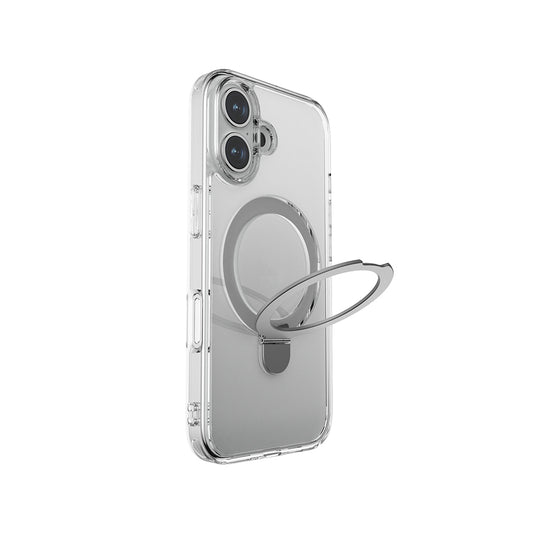 Apple iPhone 16 Plus Kılıf M-safe Şarj Özellikli Raptic Air Stand Serisi Buzlu Transparan Tasarımlı Standlı Kapak Şeffaf