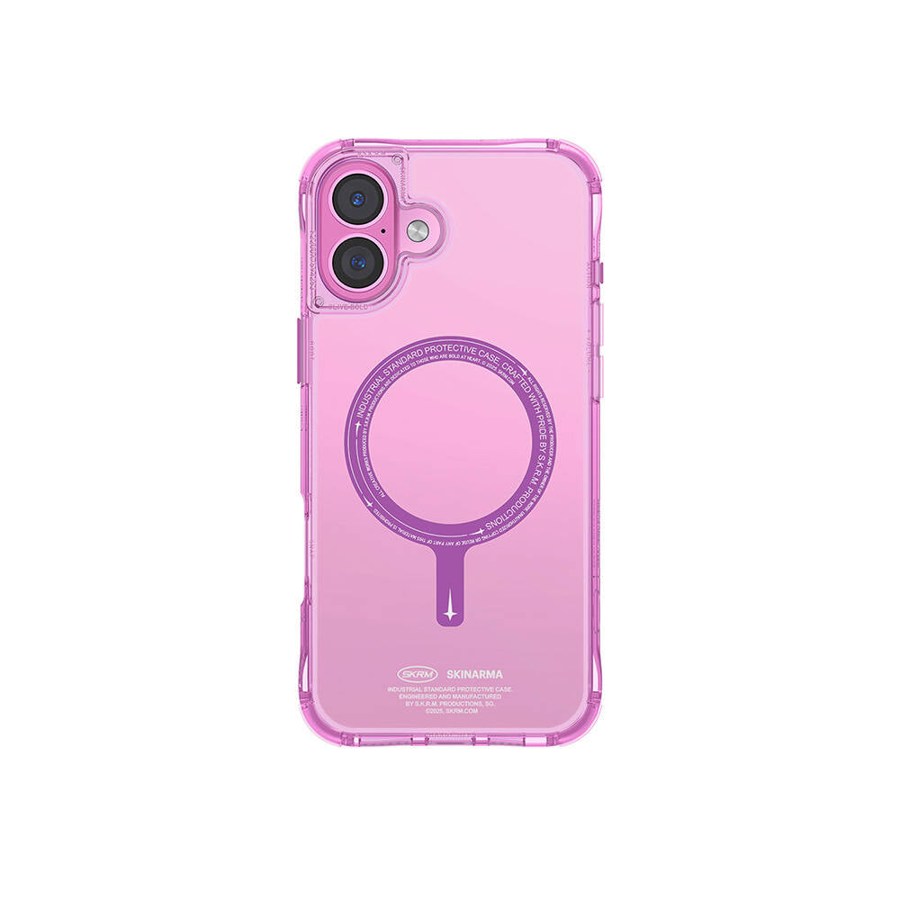Apple iPhone 16 Plus Kılıf M-safe Şarj Özellikli Şeffaf Airbag Tasarımlı Skinarma Saido Kapak Pembe