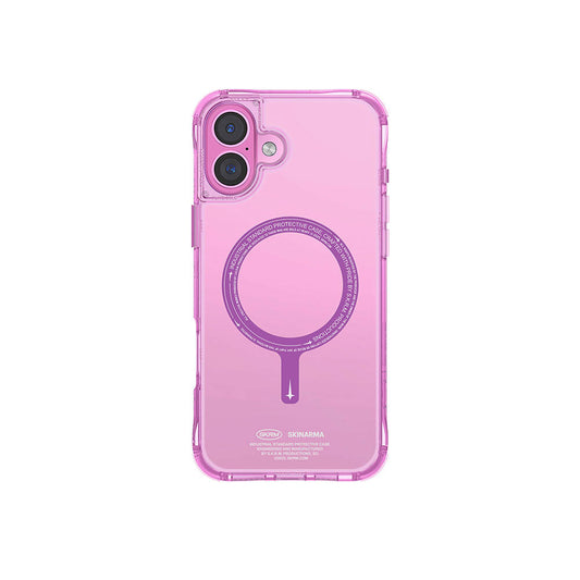 Apple iPhone 16 Plus Kılıf M-safe Şarj Özellikli Şeffaf Airbag Tasarımlı Skinarma Saido Kapak Pembe