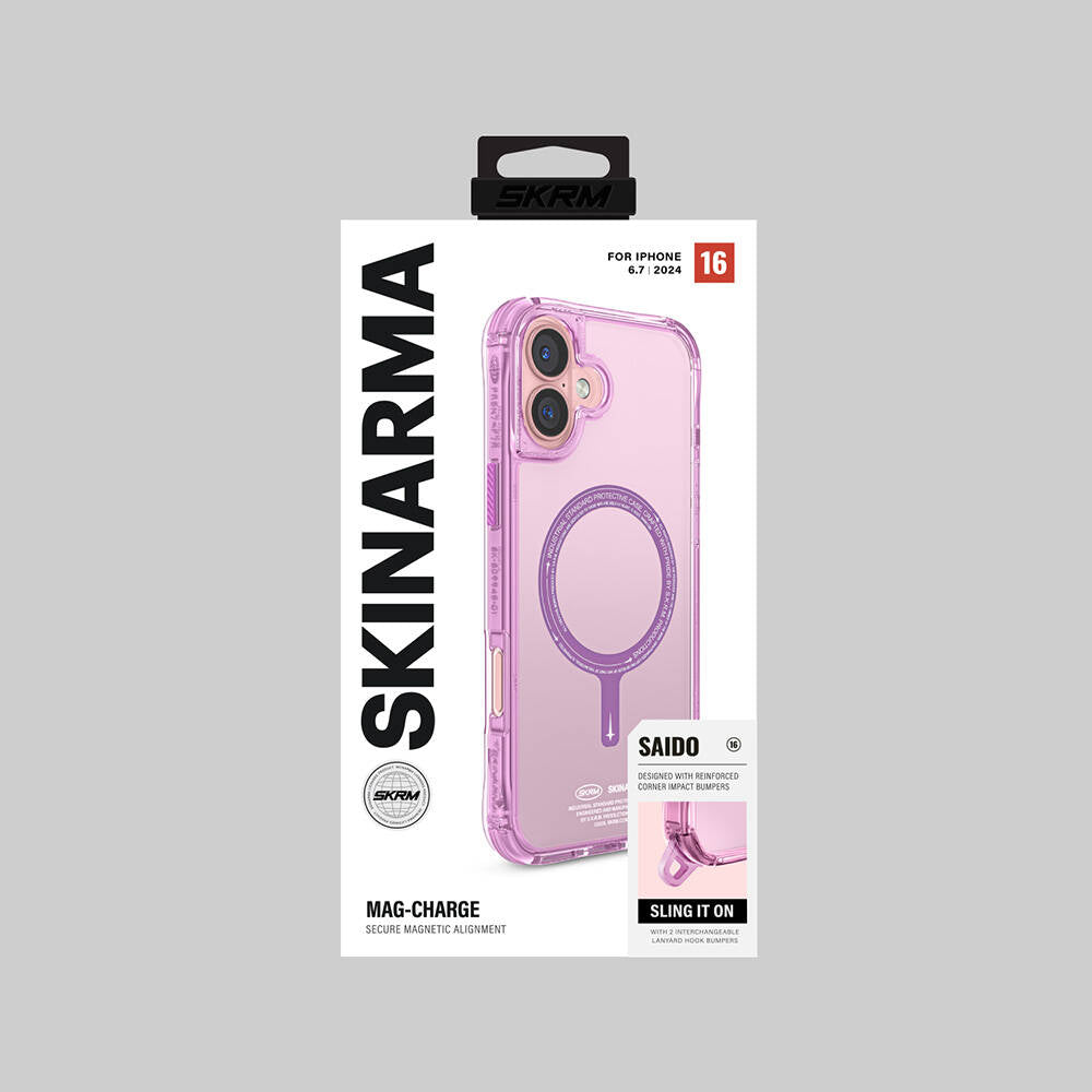 Apple iPhone 16 Plus Kılıf M-safe Şarj Özellikli Şeffaf Airbag Tasarımlı Skinarma Saido Kapak Mavi