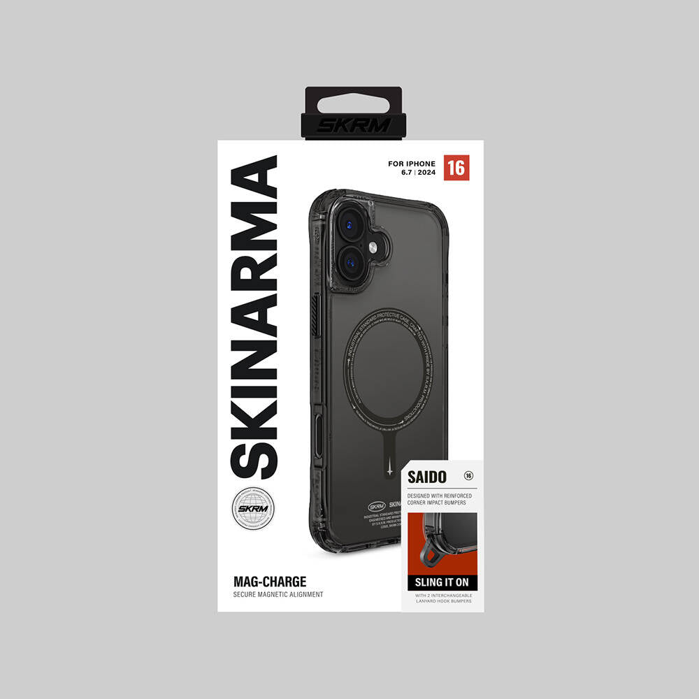 Apple iPhone 16 Plus Kılıf M-safe Şarj Özellikli Şeffaf Airbag Tasarımlı Skinarma Saido Kapak Mavi