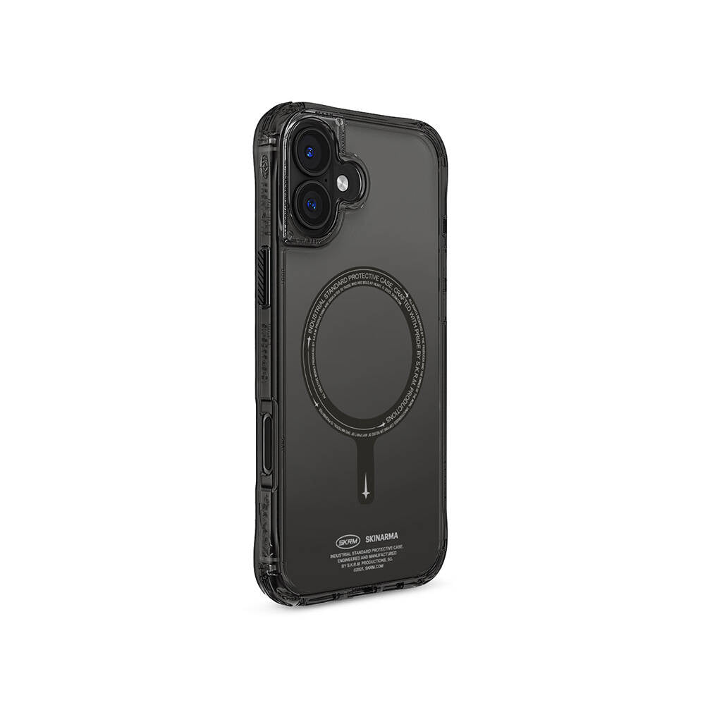 Apple iPhone 16 Plus Kılıf M-safe Şarj Özellikli Şeffaf Airbag Tasarımlı Skinarma Saido Kapak Mavi