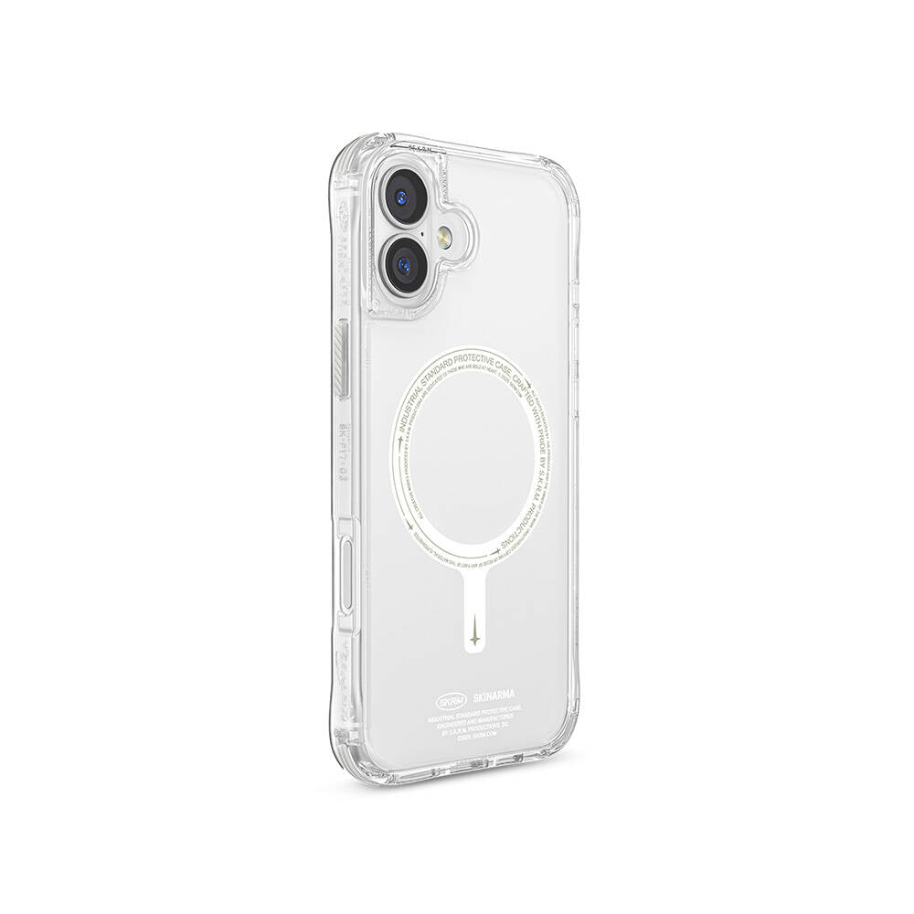 Apple iPhone 16 Plus Kılıf M-safe Şarj Özellikli Şeffaf Airbag Tasarımlı Skinarma Saido Nightglow Kapak Şeffaf