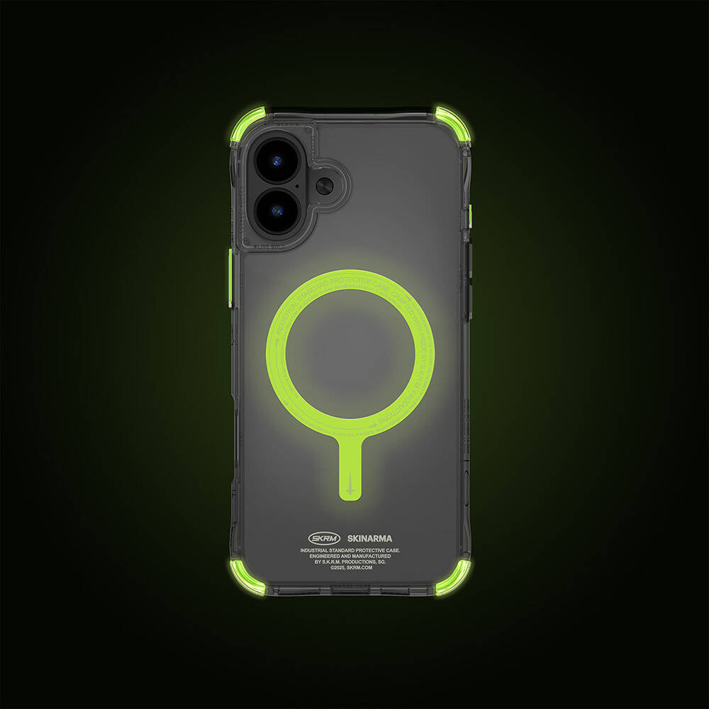 Apple iPhone 16 Plus Kılıf M-safe Şarj Özellikli Şeffaf Airbag Tasarımlı Skinarma Saido Nightglow Kapak Şeffaf