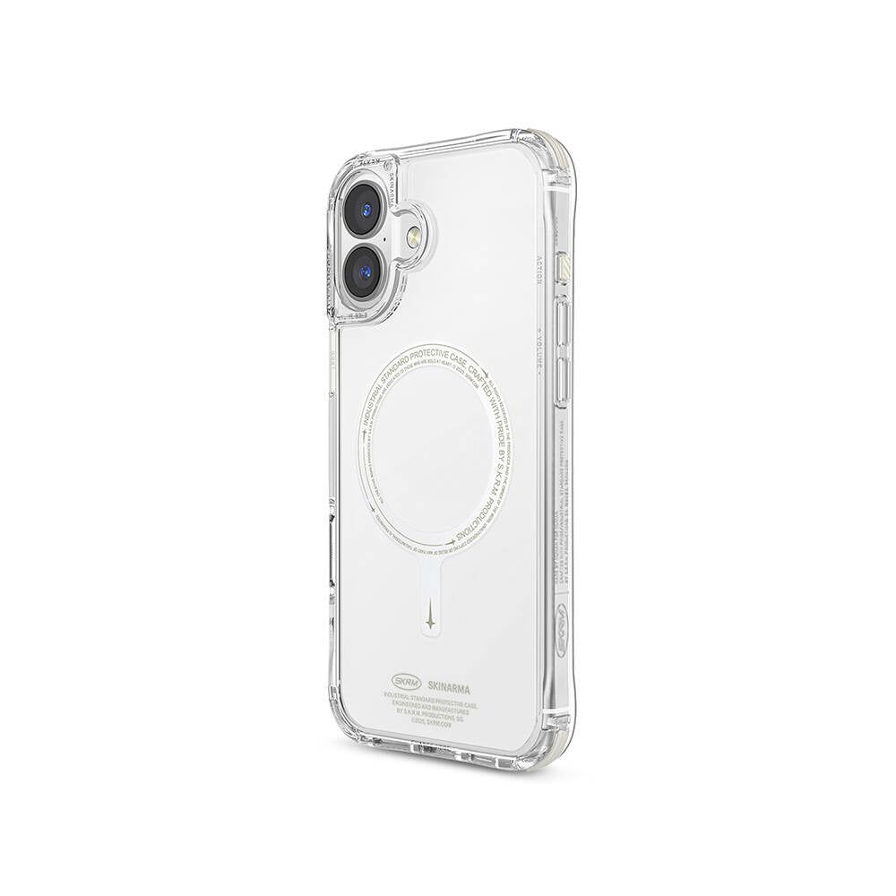 Apple iPhone 16 Plus Kılıf M-safe Şarj Özellikli Şeffaf Airbag Tasarımlı Skinarma Saido Nightglow Kapak Şeffaf