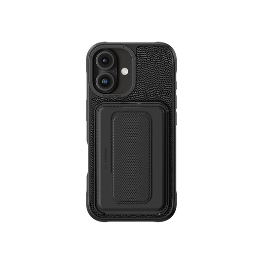 Apple iPhone 16 Plus Kılıf M-safe Şarj Özellikli Standlı Kartlıklı Set Amazinghing Glamour Luxe Serisi Kapak Siyah