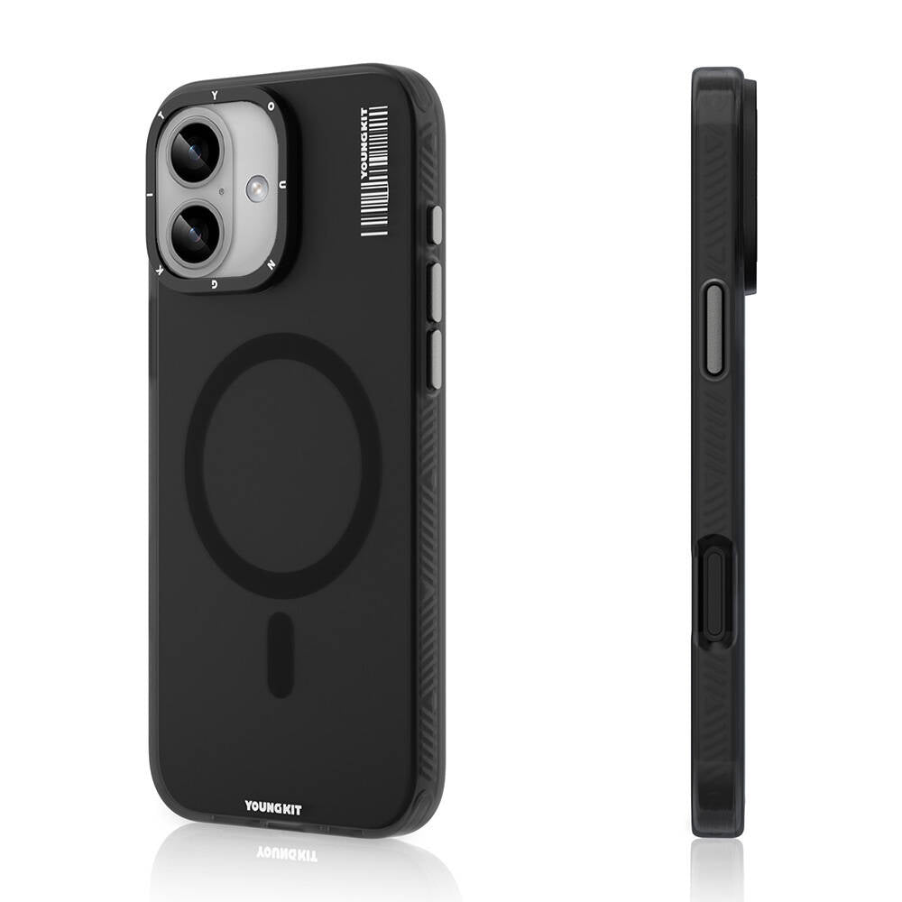 Apple iPhone 16 Plus Kılıf M-safe Şarj Özellikli Youngkit Hidden Sand Serisi Kapak Siyah