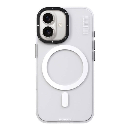 Apple iPhone 16 Plus Kılıf M-safe Şarj Özellikli Youngkit Hidden Sand Serisi Kapak Beyaz