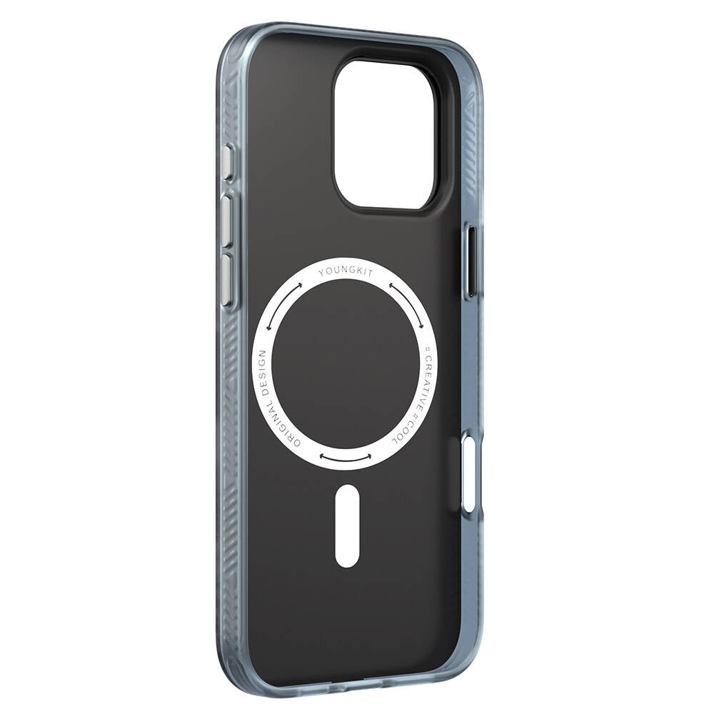 Apple iPhone 16 Plus Kılıf M-safe Şarj Özellikli Youngkit Technology Serisi Kapak Mavi