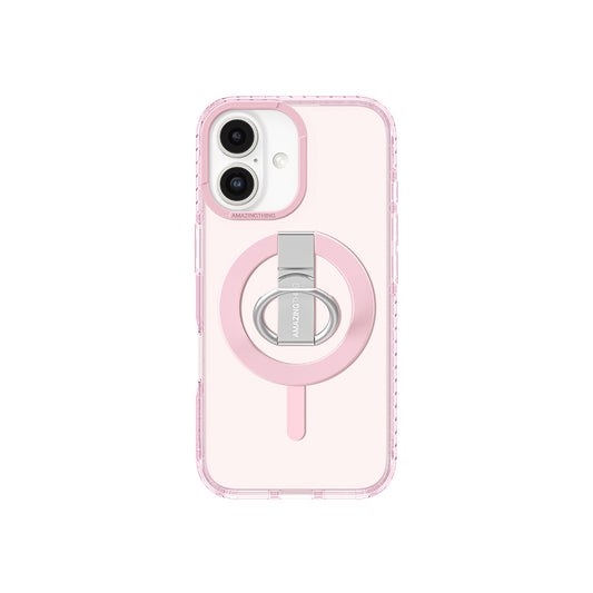 Apple iPhone 16 Plus Kılıf M-safe Şarj Özellikli Yüzük Standlı Amazingthing Titan Pro Serisi Kapak Pembe