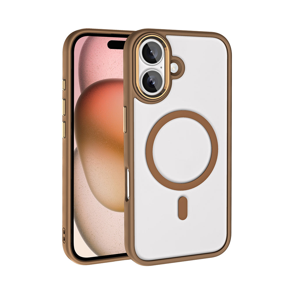 Apple iPhone 16 Plus Kılıf Wireless Şarj Özellikli Zore Krom M-safe Silikon Kapak