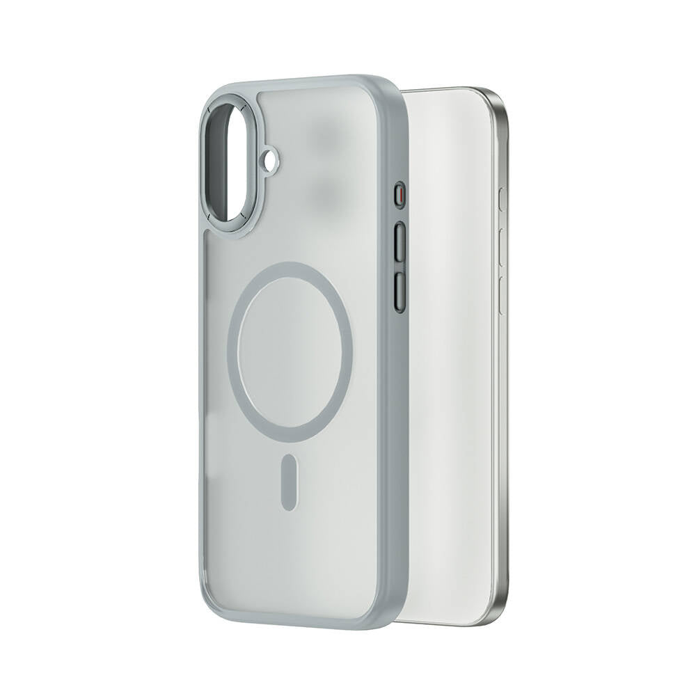 Apple iPhone 16 Plus Kılıf Wiwu FGG-012 ArmorPro Serisi M-safe Şarj Özellikli Parmak İzi Bırakmayan Kılıf Gri