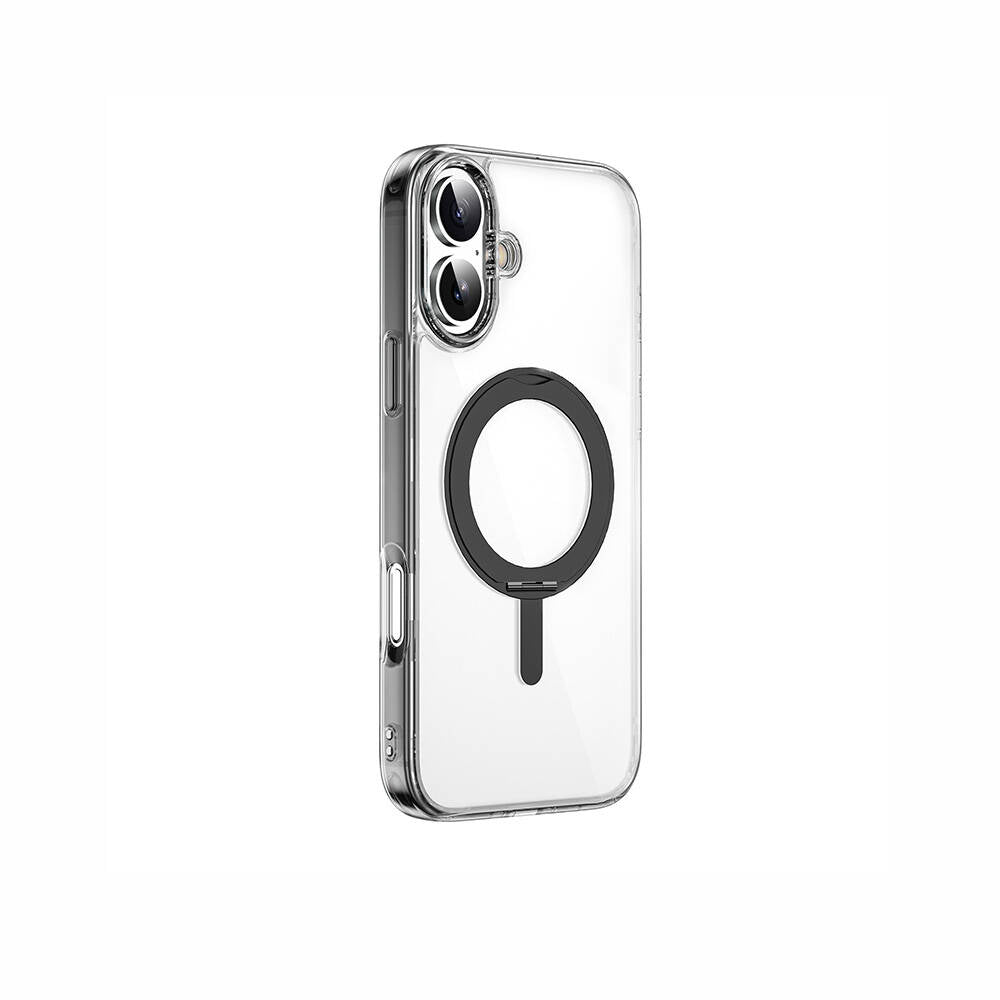 Apple iPhone 16 Plus Kılıf Wiwu MCC-201 iShield Ultra Serisi M-safe Şarj Özellikli Standlı Crystal Sert PC Kapak Siyah