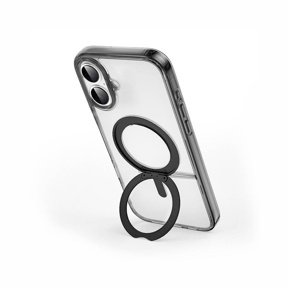Apple iPhone 16 Plus Kılıf Wiwu MCC-201 iShield Ultra Serisi M-safe Şarj Özellikli Standlı Crystal Sert PC Kapak Siyah