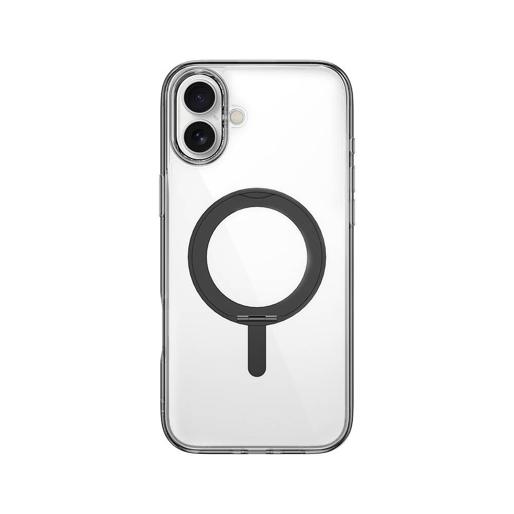 Apple iPhone 16 Plus Kılıf Wiwu MCC-201 iShield Ultra Serisi M-safe Şarj Özellikli Standlı Crystal Sert PC Kapak Siyah