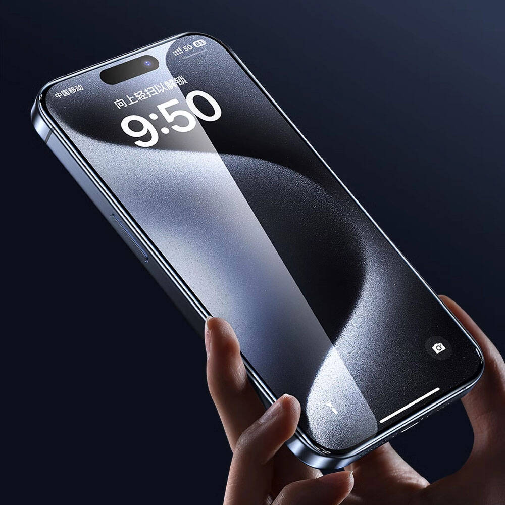 Apple iPhone 16 Plus Wiwu GT-008 Polimer Oleofobik Kaplama Şeffaf Pürüzsüz Temperli Cam Ekran Koruyucu 10'lu Paket Siyah