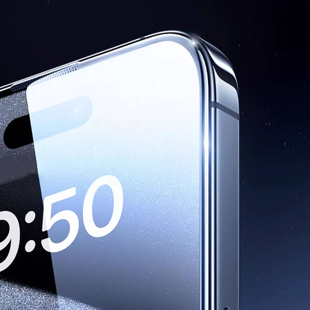 Apple iPhone 16 Plus Wiwu GT-008 Polimer Oleofobik Kaplama Şeffaf Pürüzsüz Temperli Cam Ekran Koruyucu 10'lu Paket Siyah