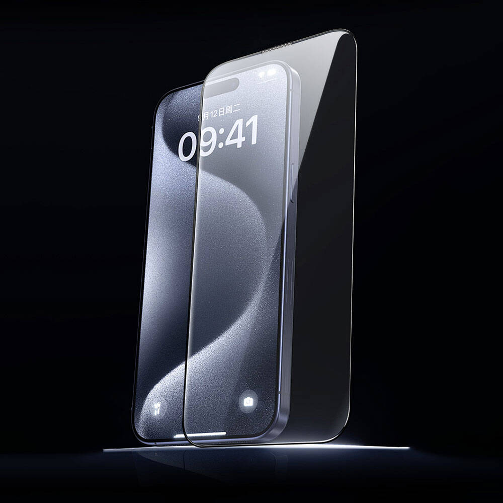 Apple iPhone 16 Plus Wiwu GT-008 Polimer Oleofobik Kaplama Şeffaf Pürüzsüz Temperli Cam Ekran Koruyucu 10'lu Paket Siyah