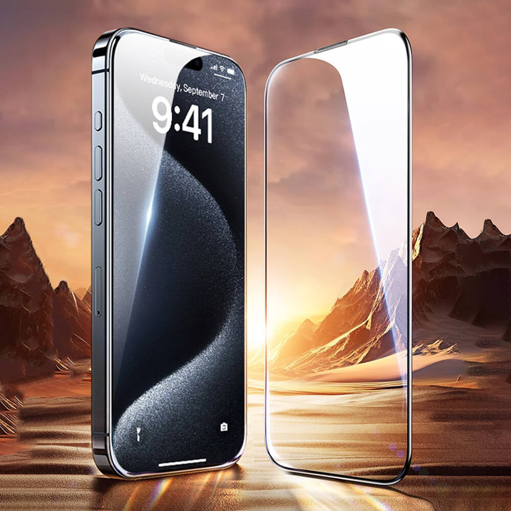 Apple iPhone 16 Plus Wiwu GT-008 Polimer Oleofobik Kaplama Şeffaf Pürüzsüz Temperli Cam Ekran Koruyucu 10'lu Paket Siyah