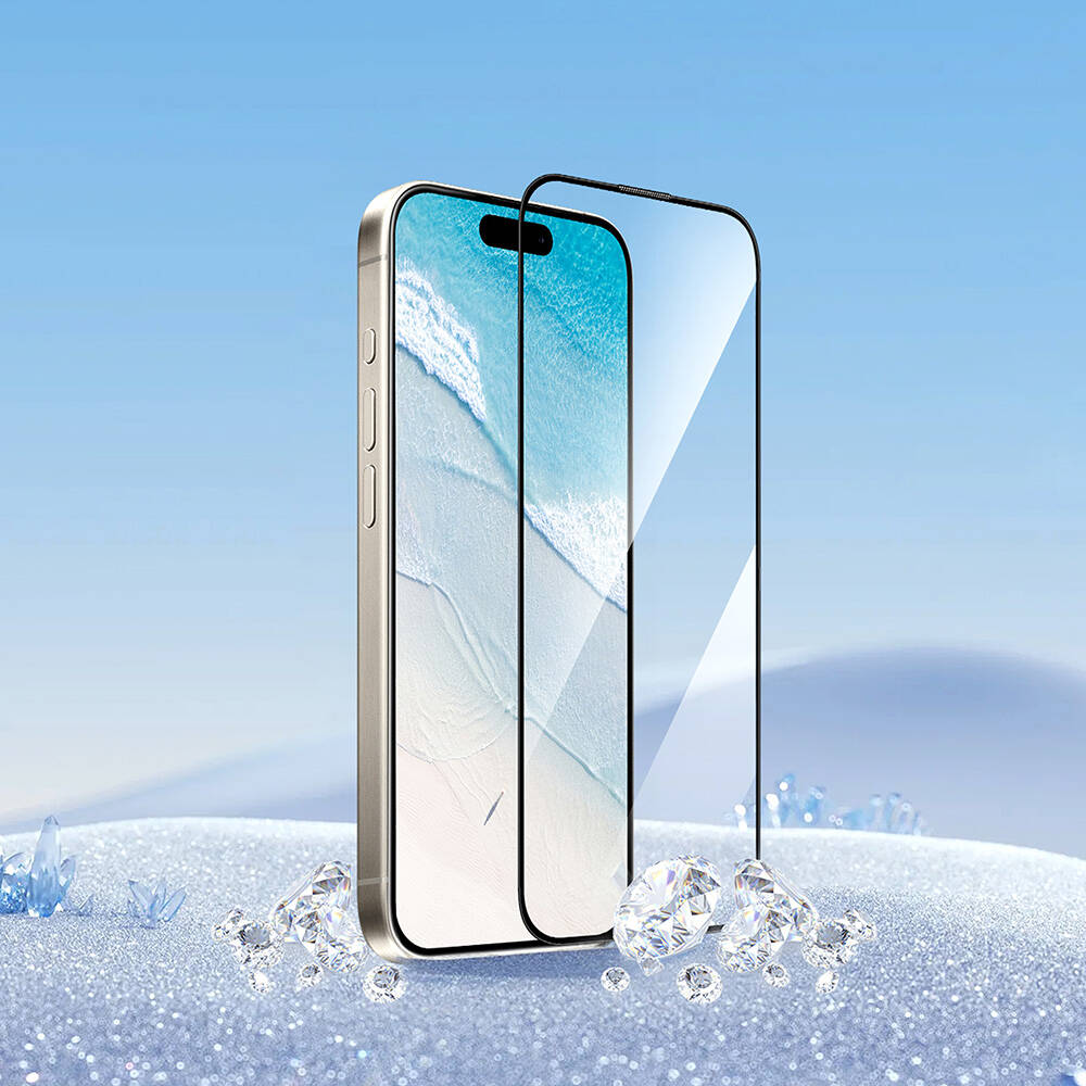 Apple iPhone 16 Plus Wiwu GT-017 Safir Kaplama Çizilmeye Dayanıklı Temperli Cam Ekran Koruyucu Siyah