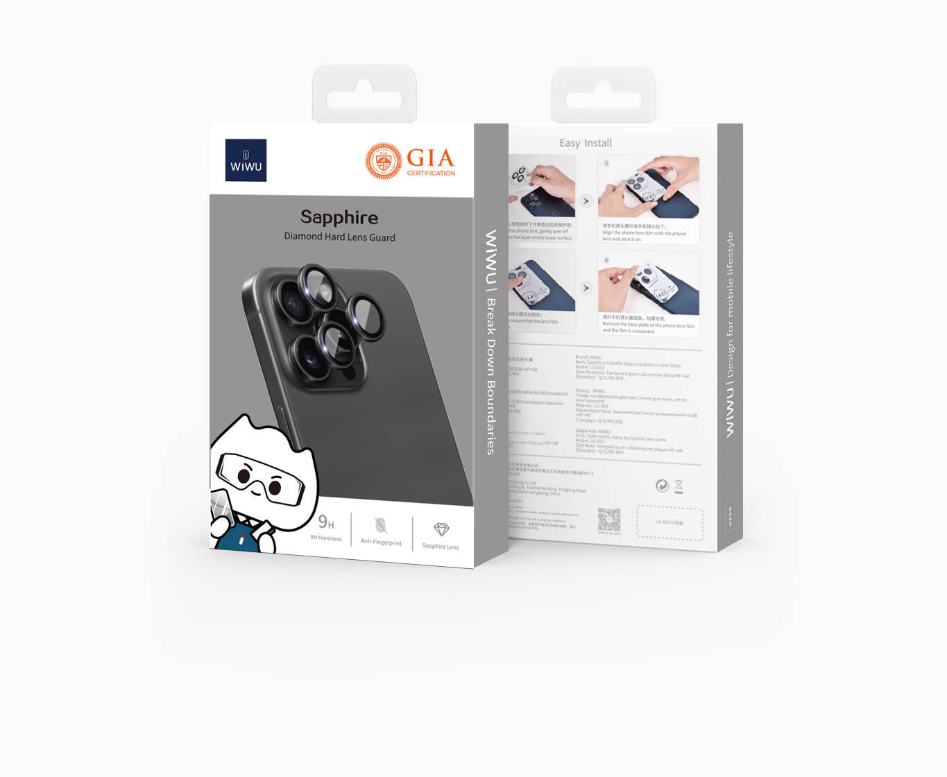 Apple iPhone 16 Plus Wiwu LG-003 Lens Guard Çizilmeye Karşı Dayanıklı Safir Kamera Lens Koruyucu Gümüş
