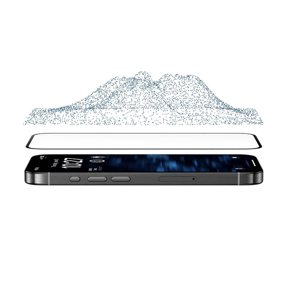 Apple iPhone 16 Pro Benks Glass Warrior Safir Coating 0.9mm Kenarları Dayanıklaştırılmış Cam Ekran Koruyucu + Kolay Uygulama Aparatı Şeffaf