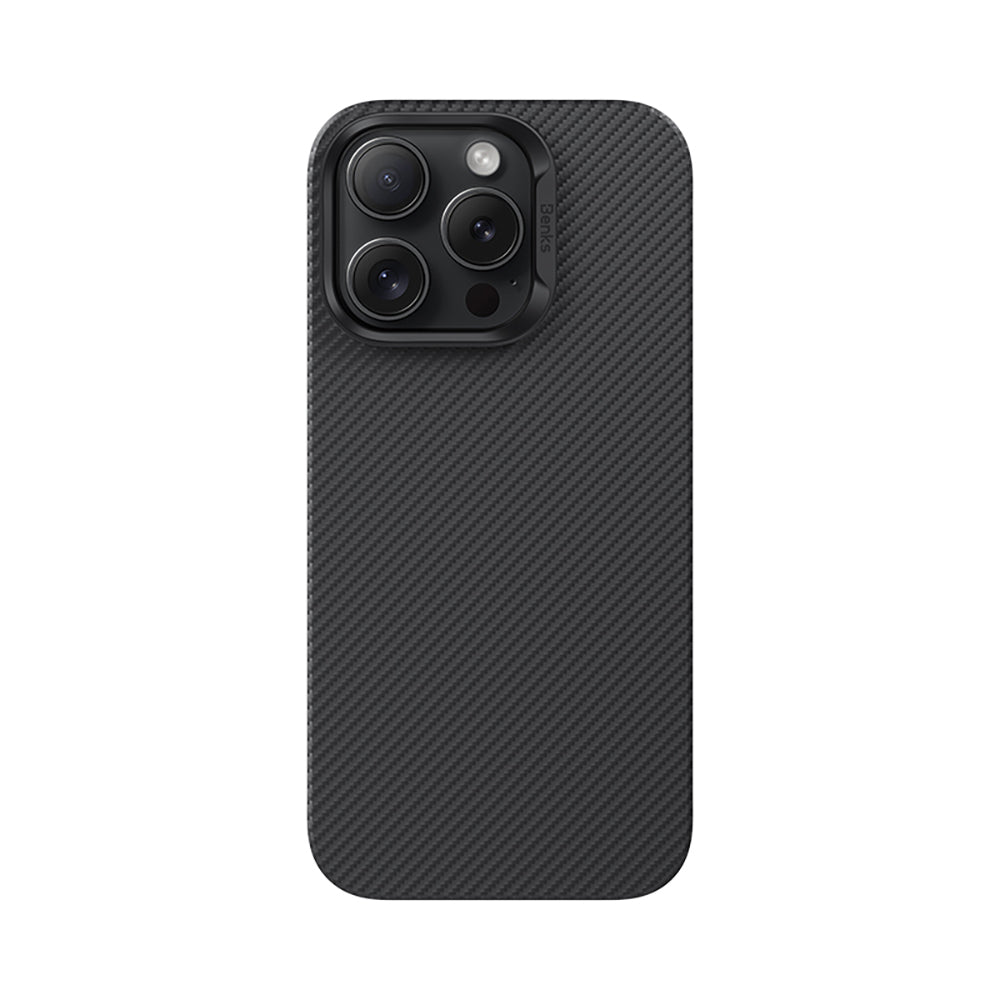 Apple iPhone 16 Pro Kılıf Benks M-safe Şarj Özellikli Metal Kamera Çerçeveli Magnetik ArmorAir 600D Kevlar Fiber Kapak Siyah