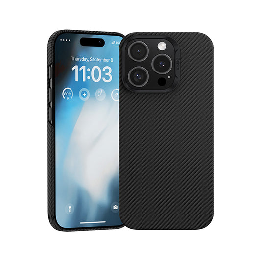 Apple iPhone 16 Pro Kılıf Benks M-safe Şarj Özellikli Metal Kamera Çerçeveli Magnetik ArmorAir 600D Kevlar Fiber Kapak Siyah