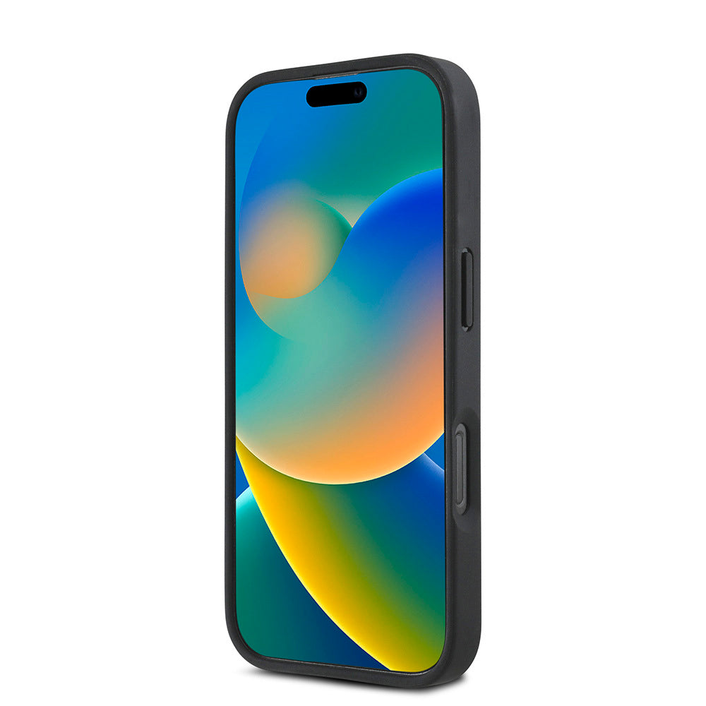 Apple iPhone 16 Pro Kılıf DKNY Orjinal Lisanslı M-safe Şarj Özellikli 3D Yazılı Repeat Pattern Kapak Siyah