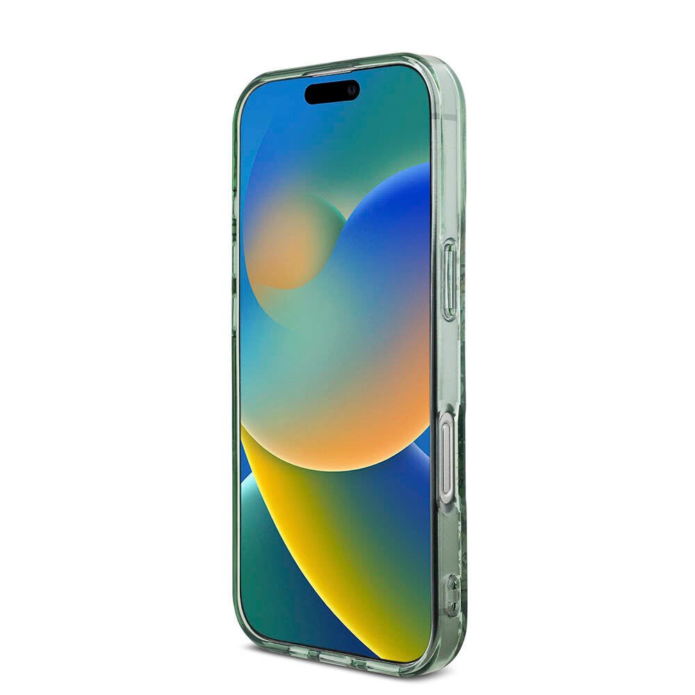 Apple iPhone 16 Pro Kılıf Guess Orjinal Lisanslı M-safe Şarj Özellikli IML Baskılı Çiçek İnci Bileklikli Kapak Siyah