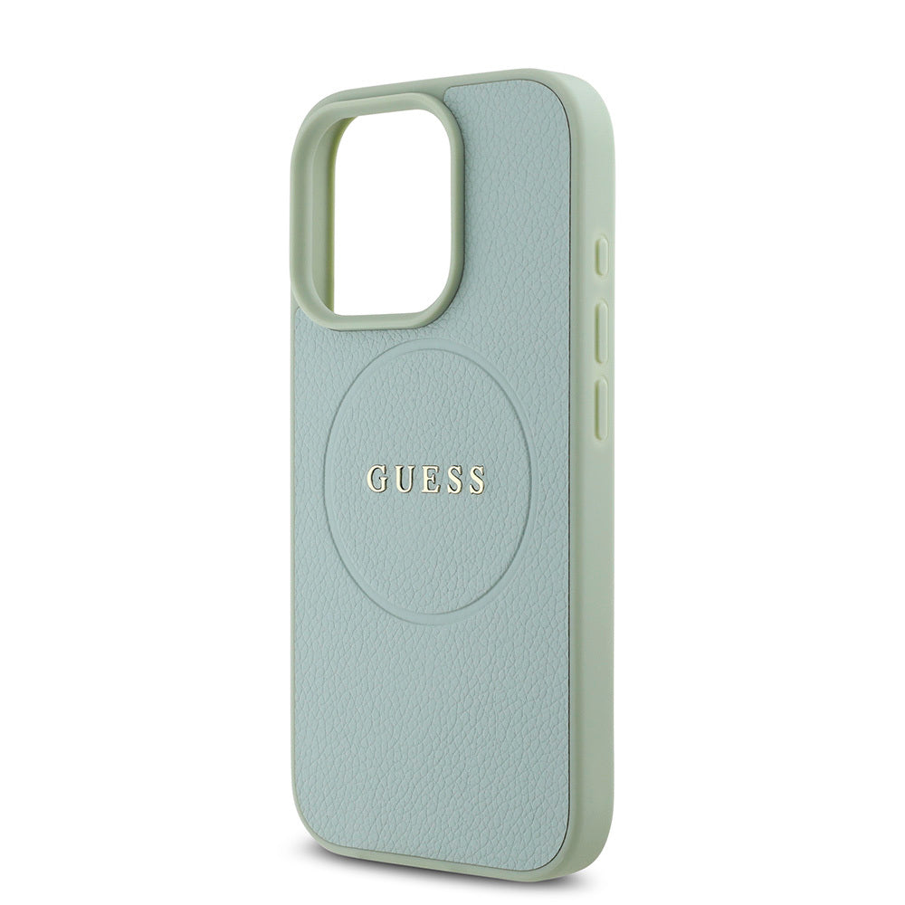 Apple iPhone 16 Pro Kılıf Guess Orjinal Lisanslı M-safe Şarj Özellikli Yazı Logolu Grained Kapak Siyah