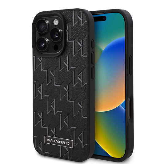 Apple iPhone 16 Pro Kılıf Karl Lagerfeld Orjinal Lisanslı M-safe Şarj Özellikli KL Yazılı Hot Stamp Kapak Krem