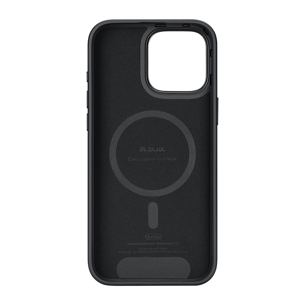 Apple iPhone 16 Pro Kılıf M-safe Şarj Özellikli Aramid Karbon Fiber Pitaka Military-Grade Classic Serisi New Logo Black-Grey Twill Kapak