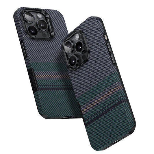 Apple iPhone 16 Pro Kılıf M-safe Şarj Özellikli Karbon Fiber Tasarımlı Benks Aurora ArmorPro Kevlar Kapak Siyah