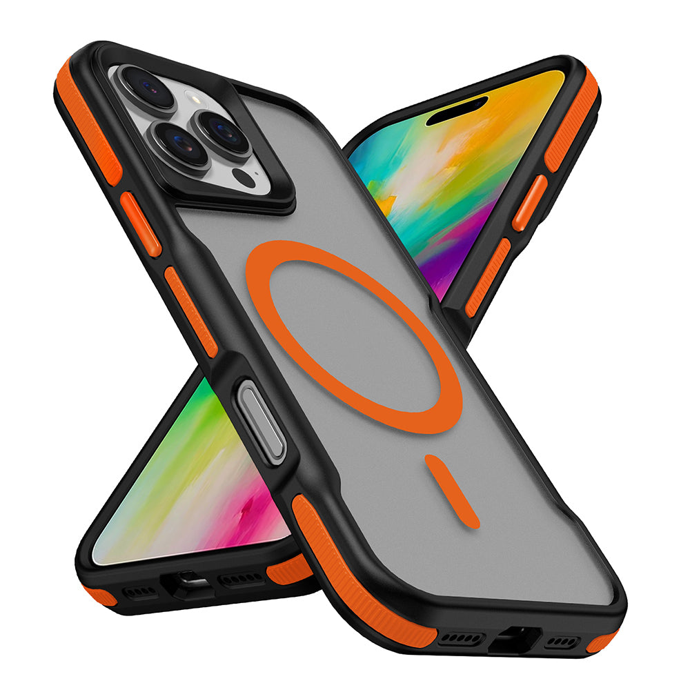 Apple iPhone 16 Pro Kılıf M-safe Şarj Özellikli Renkli Kenar Airbag Şeritli Zore Lamer Kapak