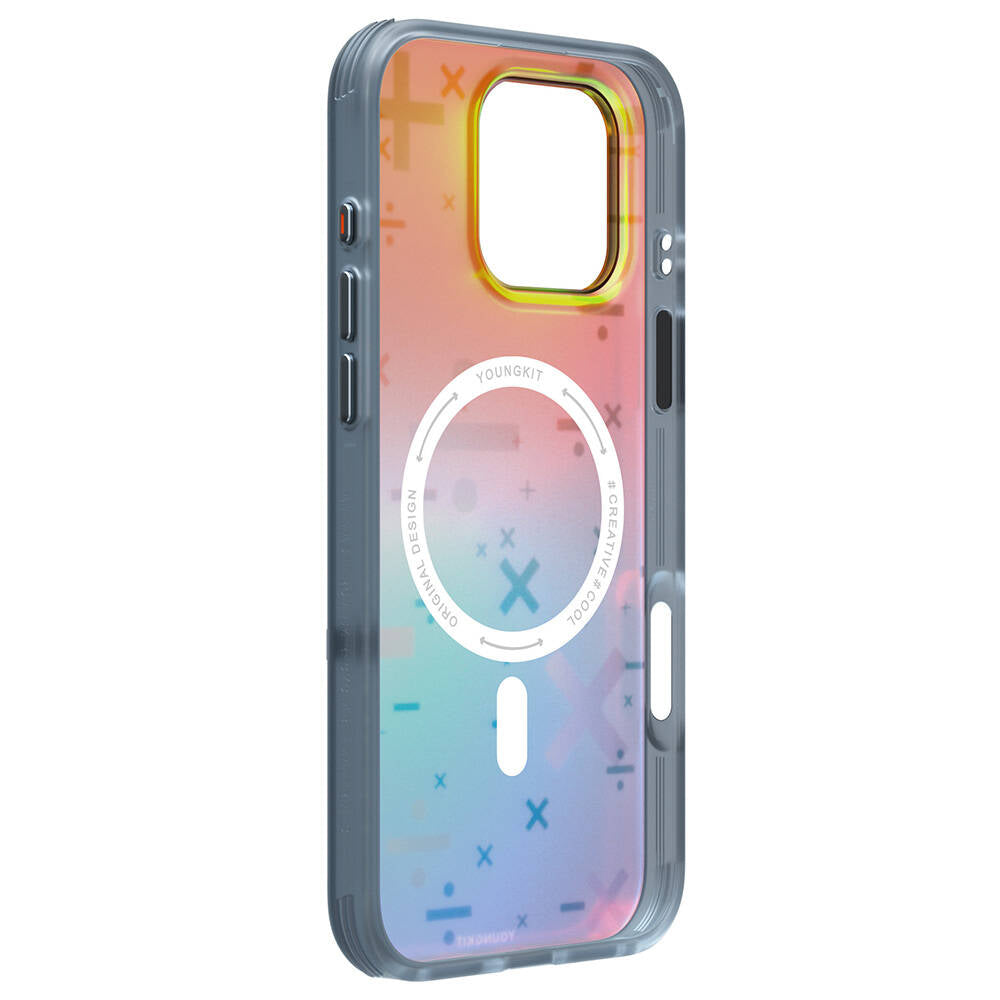 Apple iPhone 16 Pro Kılıf M-safe Şarj Özellikli Youngkit Mathematical Serisi Kapak Gümüş