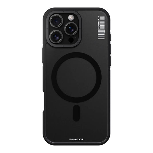 Apple iPhone 16 Pro Kılıf M-safe Şarj Özellikli Youngkit Rock Sand Serisi Kapak Gri