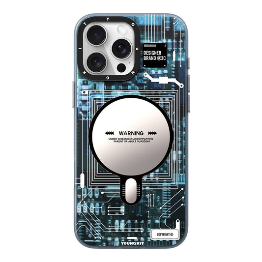 Apple iPhone 16 Pro Kılıf M-safe Şarj Özellikli Youngkit Technology Serisi Kapak Gri