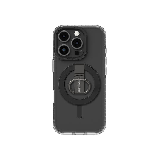 Apple iPhone 16 Pro Kılıf M-safe Şarj Özellikli Yüzük Standlı Amazingthing Titan Pro Serisi Kapak Siyah