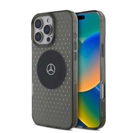 Apple iPhone 16 Pro Kılıf Mercedes Benz Orjinal Lisanslı M-safe Şarj Özellikli Yıldız Desenli Transparan Kapak Siyah
