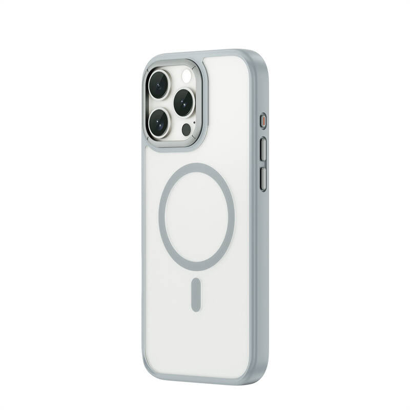 Apple iPhone 16 Pro Kılıf Wiwu FGG-012 ArmorPro Serisi M-safe Şarj Özellikli Parmak İzi Bırakmayan Kılıf Gri