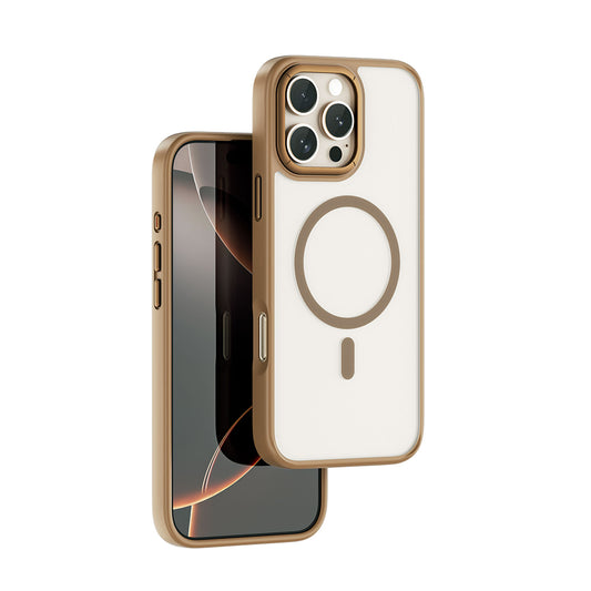 Apple iPhone 16 Pro Kılıf Wiwu FGG-012 ArmorPro Serisi M-safe Şarj Özellikli Parmak İzi Bırakmayan Kılıf Gold