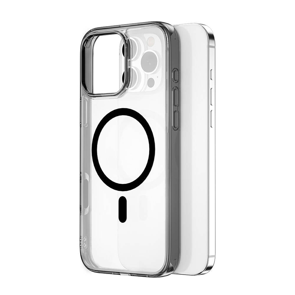Apple iPhone 16 Pro Kılıf Wiwu MCC-101 iShield Pro Serisi M-safe Şarj Özellikli Crystal Sert PC Kapak Siyah