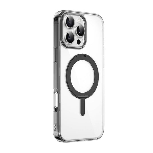 Apple iPhone 16 Pro Kılıf Wiwu MCC-201 iShield Ultra Serisi M-safe Şarj Özellikli Standlı Crystal Sert PC Kapak Siyah