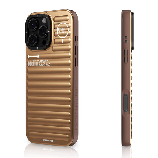 Apple iPhone 16 Pro M-safe Şarj Özellikli Kılıf Mat Renkli Tasarım Youngkit Original Serisi Kapak Gold
