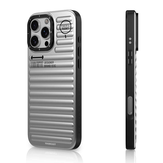 Apple iPhone 16 Pro M-safe Şarj Özellikli Kılıf Mat Renkli Tasarım Youngkit Original Serisi Kapak Gümüş