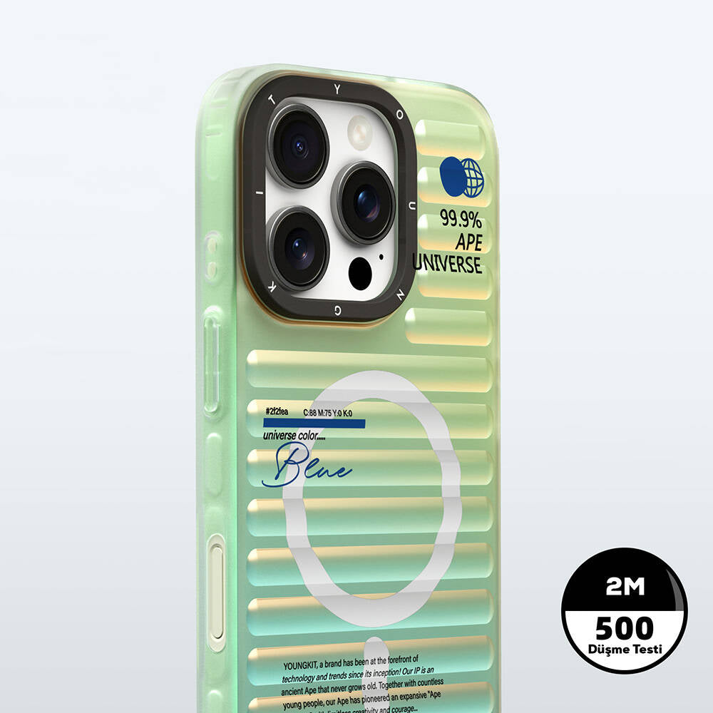 Apple iPhone 16 Pro M-safe Şarj Özellikli Youngkit Chameleon Serisi Kapak Mavi