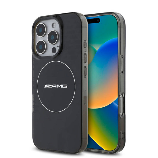 Apple iPhone 16 Pro Max Kılıf AMG Orjinal Lisanslı M-safe Şarj Özellikli IML Baskı Logolu Smoked Kapak Siyah