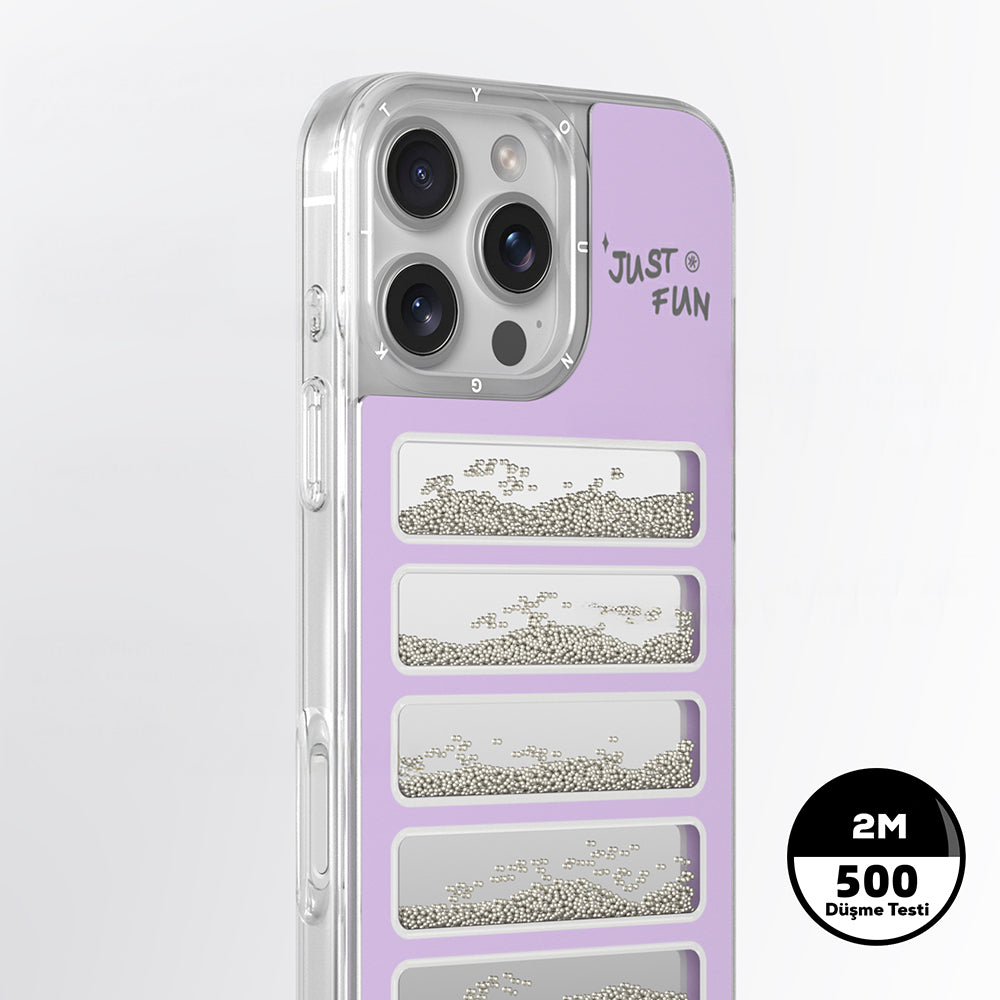 Apple iPhone 16 Pro Max Kılıf Aynalı ve Boncuklu Tasarım Youngkit Jump Serisi Kapak Mor